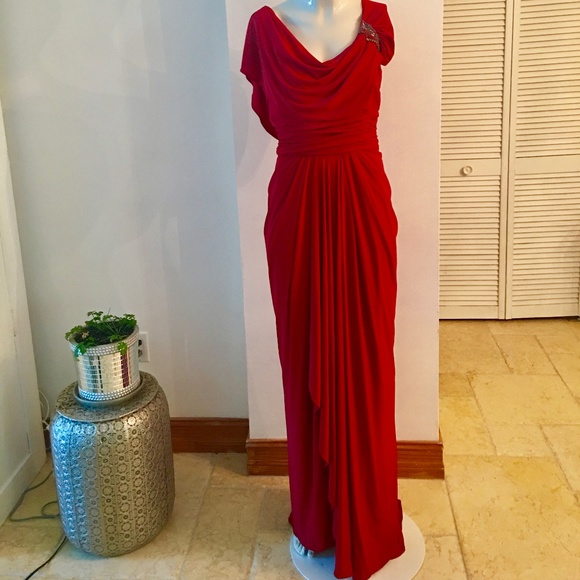 Badgley  Mischka  red evening gown, NEW, size 10 - Picture 1 of 8